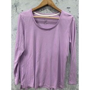 Isaac Mizrahi Live! Essentials Cotton Crewneck  Lavender Size Large Cottage Core